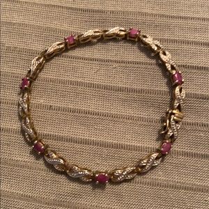 Sterling silver ruby real ruby stone bracelet